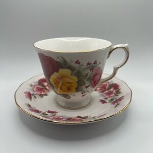 Floral Bone China Teacup and Saucer Set